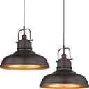 zeyu 2 Pack Large Kitchen Pendant Lights 17.7 Inch, Farmhouse Industrial Metal Dome Pendant Light for Dining Room, Oil Rubbed Bronze Finish, 016-1M-2PK ORB
