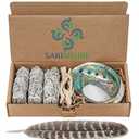 Sage Smudge Kit - White Sage Smudge Sticks - 4in ~ Abalone Shell 5-6in ~ 2in Tripod Stand ~ 9-12in Feather and White Sand