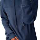 Dokotoo Womens Hoodies Casual Waffle Knit Long Sleeve Drawstring Pullover Sweatshirts Lightweight Hooded Tops (Large, Dark Blue)