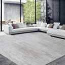 HOMBYS 10x14 Modern Area Rug for Living Room Bedroom, Large Boho Floor Carpet with Non-Slip Backing for Indoor Office Dining Room, Abstract Home Deco Non-Shedding, Khaki, Machine Washable