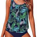 Yonique Two Piece Blouson Tankini Swimsuits for Women Modest Bathing Suits Loose Fit Swimwear Size -Large