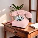 TelPal Corded Pink Retro Landline Home Phone, Basic Pink Decorative Analog Telephone Set, Senior Phone for Home/Office/Hotel