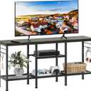 Furologee TV Stand for TVs up to 55 Inch, Entertainment Center with Open Storage Shelves, Media Console Table with Soundbar Shelf for Living Room, Bedroom, Black Oak