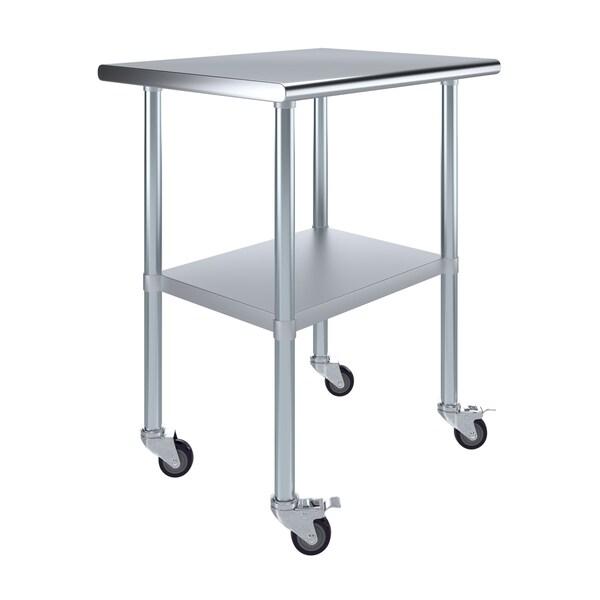 AMGOOD 24 in. x 30 in. Stainless Steel Table With Wheels AMG WT