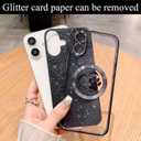Compatible for iPhone 16 Case Glitter Clear Paw Love Heart Compatible with MagSafe, Camera Lens Protection Soft Slim Thin Magnetic Bling Phone Case - Black
