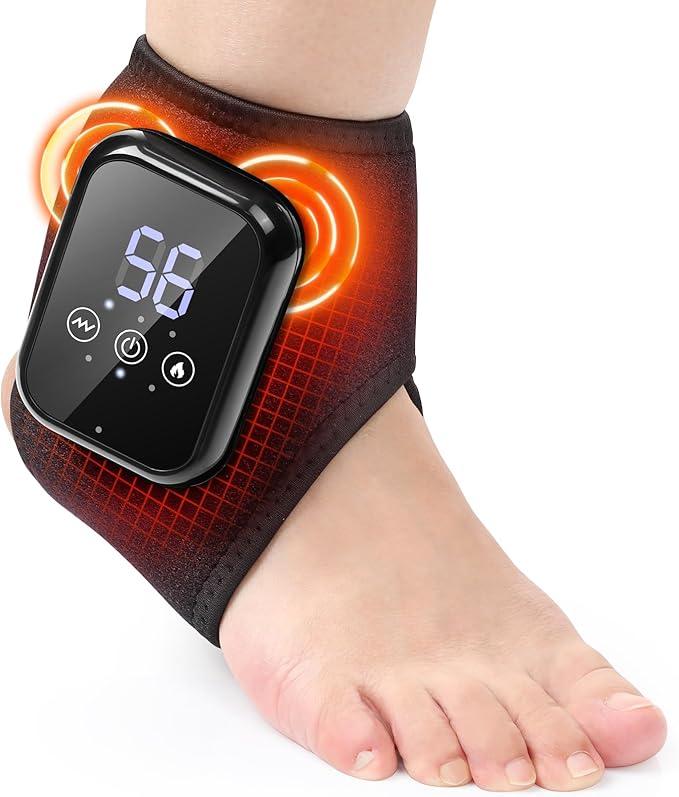 Cordless Foot Massager for Neuropathy, Foot Renew Massager, Ankle Massager for Pain Relief, HSA Eligible FSA, Ankle Heating Pad with Massage, Foot Heating Pad, Black