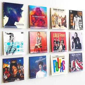 upsimples 12 Pack Vinyl Record Wall Mount Shelves, 12" Vinyl Holder for Album Record Storage & Display, Clear Acrylic Floating Shelves for Wall Decor, Kids Bookshelf, Magazine Rack, Picture Ledge