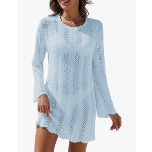 VIMPUNEC Crochet Swimsuit Coverup for Women Summer Bathing Suit Cover Ups Swimwear Beach Dress, Blue, Large VIMPUNEC Crochet Swimsuit Coverup for Women Summer Bathing Suit Cover Ups Swimwear Beach Dress, Blue, Large