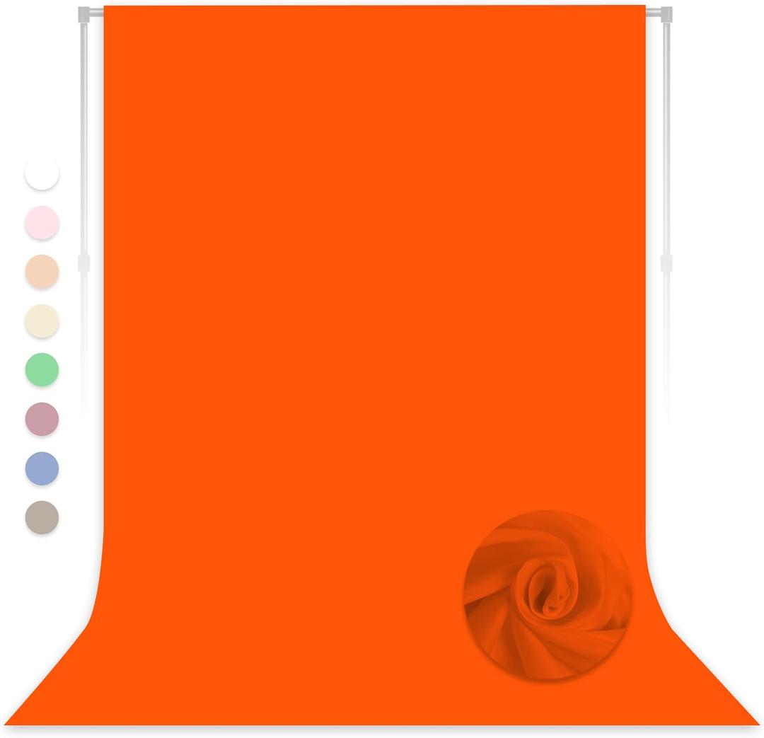 Orange Backdrop for Photoshoot, Professional Photo Backdrop Background Curtain for Product Photography, Portraits, Wedding, Party, Live Streaming Video Recording 8X10 FT