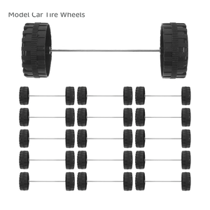 EXCEART Black Plastic Car Wheel Model 1 Set Small Wheels Replacement Accessories Wheels Shafts Axle Model Car Tire Wheels