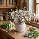 10pcs Roses Artificial Flowers Realistic Vintage Silk Fake Roses with Stem Faux Roses for DIY Wedding Bridal Bouquet Floral Arrangement Table Centerpieces Home Party Decoration (Greyish-Green)