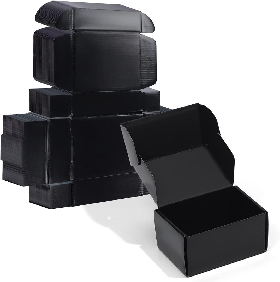 ZBEIVAN 6x4x3 Black Small Shipping Boxes, 20 Packs Corrugated Cardboard Mailer Boxes for Packaging Small Business Mailing Gifts Wrap Boxes with Lids
