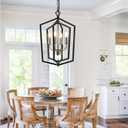 Lanhall 4-Light Dining Room Light Fixture Over Table Black Farmhouse Chandelier Metal Modern Pendant Light for Kitchen Island Dining Room Living Room Foyer Entryway-Brushed Nickel