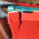 Akro-Mils KeepBox 12 Gallon Storage Container, Nesting and Stackable Plastic Storage Box with Lid Attached, Organizer Tote for Garages, Closets, and Moving, 21-1/2" x 15" x 12-1/2", Red/Green