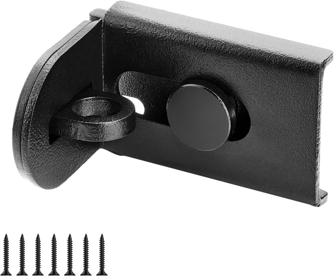 Sliding Door Lock, 90 Degree Door Hasp Latch Lock, Stainless Steel Security Right Angle Padlock with Screws for Push/Sliding/Barn Doors (1PC, Black)