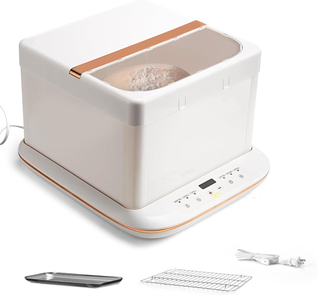 Folding Bread Proofer Box  0-120F Digital Temp & 9H Timer, Space-Saving Dough Proofing Box with Clear Window & Shelf for Sourdough/Pizza/Home Baking