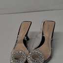 JENN ARDOR Clear Heels for Women Slingback Pointed Closed Toe Heels with Rhinestones 3 inch Comfortable Stiletto Sandals Pumps Wedding Party Dress Shoes, 7.5