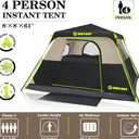 4 Person Instant Tent,Pop Up Tents for Camping with Rainfly 60 Seconds Easy Setup,Cabin Tent for Family Camping with Expandable Carry Bag & Upgraded Ventilation