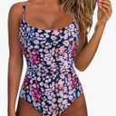 SUUKSESS Women One Piece Tummy Control Swimsuit Crisscross Backless Bathing Suit Size L