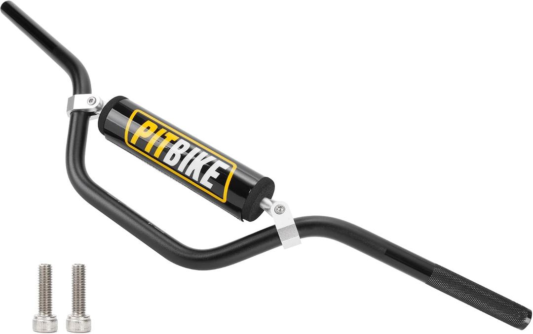 Universal 7/8" 22mm Dirt Pit Bike Handlebars with Crossbar, Foam Pad-Black
for Motocross CRF YZF KXF KLX RMZ DRZ ATV Quad, 5mmThick Walls, Knurled Left End for Non-Slip Grip, 5-Level Adjustable Length