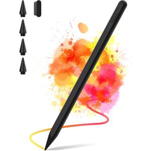 Stylus Pen for iPad 2018-2025, 2X Fast Charge iPad Pencil 2nd Generation Compatible with Apple iPad Pro M4/ 12.9"(6/5/4/3)/ 11"(4/3/2/1), Mini 6/5, Air (M2/5/4/3), (10/9/8/7/6) (Black)