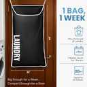 Hanging Laundry Hamper Bag XL 40x22", Space Saving over the Door Storage Bags, Behind the Door Hampers for Dirty Clothes & Wall Mounted Basket for Bathroom, Organizer for Small Room Spaces RV, 2-Pack
