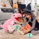 MorisMos Dinosaur Stuffed Animal with Babies,23.6'' Big Mommy Stuffed Dino T-rex with 3 Baby Dino Stuffed Toys & 3 Eggs Plush Inside Belly, Boy Girl Dinosaur Toys for Kids 3-5, Pink T-rex Toys Gift