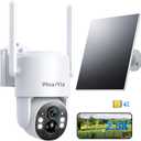 4G LTE Outdoor Solar Powered Cellular Security Camera Wireless, Off-Grid Camera No WiFi Required, 2.5K UHD Color Night Vision, 360 Live View, Local/Cloud Storage, IP66 Weatherproof, SIM Card