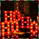 6 Pcs Lighted Christmas Ho Ho Centerpiece Decoration LED Letter Lights Sign Xmas Centerpiece Table Decor Christmas Tabletop for Bedroom Home Room Party Indoor Decor(Red,8.7 inch)