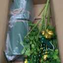 St. Patrick's Day Flower Pot Set Include 2 Pieces Artificial Shamrock Plant Branches with Lucky Clover and 2 Pieces Green Vintage Metal Pot with Burlap Bow for Home Office Table Centerpiece Decor