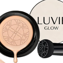 Luvie Glow Foundation Cushion, Mushroom Head Air Cushion CC Cream Foundation, Full Coverage Foundations for Mature Skin, BB Cream for All Skin Types