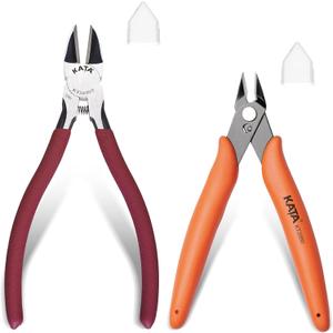 KATA 2-Pack Wire Cutters Set: 5 Inch Mini Micro Wire Cutter and 6 Inch Side Cutter for Electronics - Flush Cutting for Crafting Floral Models Jewelry Making DIY- Sharp Clean Cut Spring-loaded Plier