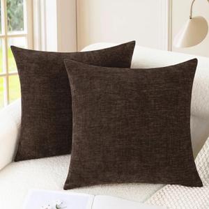 CaliTime Throw Pillow Covers Decorative 22 X 22 Inches Pack of 2 Cozy Chenille Cushion Cases for Couch Sofa Bed Living Room Home Coffee (22" x 22" (Pack of 2))
