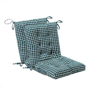 Outdoor Patio Cushion, Rocking Chair Cushion, Tufted Pads, Set of Upper and Lower with Ties Pack of 2 (2 Sets) - Back 20"17", Seat 17"17" (Green Houndstooth)
