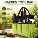 Portable Garden Tool Bag with 16 Pockets & Handle, Durable Waterproof Garden Tote Bag for women & Men, 900D Heavy Duty Gardening Tool Organizer and Storage Bags for Indoor & Outdoor, Green