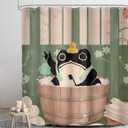 LGhtyro Funny Frog Shower Curtain Bathroom Set 71Wx78H Inches Cute Animal Cherry Blossom Japanese Asian Style Traditional Wooden Board Bath Accessories Rubber Duck Art Home Decor Fabric 12 Pack Hooks