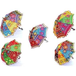 ROYAL CRAFT 5 Pcs Indian Vintage Decorative Umbrella Sun Parasol Wedding Birthday Party Decoration Lot Of Embroidered Umbrella