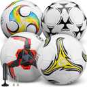 Tradder 4 Pack Soccer Balls with Pump Size 3 4 5 Deflated Soccer Balls for Outdoor Indoor League Game Sport Practice Training Gift for Kids Youth Teens Adult