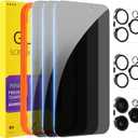 PEHAEL 3+3 Pack for iPhone 16 Pro Privacy Screen Protector with Camera Lens Protector Full Coverage Anti-Spy Tempered Glass Film 9H Hardness Easy Installation Bubble Free [6.3 inch]