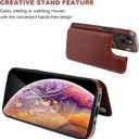 ONETOP Compatible with iPhone 13 Wallet Case with Card Holder, PU Leather Kickstand Card Slots Case, Double Magnetic Clasp Durable Shockproof Cover 6.1 Inch(Brown)