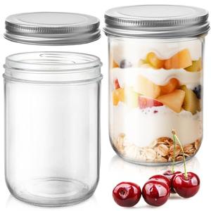 Showvigor 1 Pack Wide Mouth Mason Jars 16oz - Airtight Glass Canning Jars for Food Storage, Meal Prep, Overnight Oats, Pickling, Salad & Wedding Favors (Leak-Proof Lids)