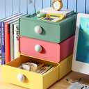 RETON 4 PCS Desktop Storage Drawers, Stackable Desk Organizer with Drawers, Large Capacity Desktop Storage Box for Office, School, Room, Dorm, Bathroom (4 Colors)