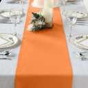 12"x108" - Orange Boho Chic Rustic Table Runner, Faux Linen Table Runner, Jute Burlap Runner For Table Decor