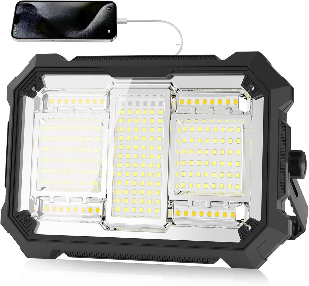 400W 32000MAh Rechargeable Work Light, 206 LED 32000LM Portable Flood Light with Standinfinitely dimmable function, IP66 Waterproof 4 Modes LED Job Site Lighting Flashlights for Mechanic Car Repair