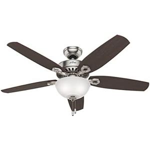 Hunter Fan Company 53090 Builder Deluxe Indoor Ceiling Fan with LED Light and Pull Chain Control, 52", Brushed Nickel Finish Hunter Fan Company 53090 Builder Deluxe Indoor Ceiling Fan with LED Light and Pull Chain Control, 52", Brushed Nickel Finish