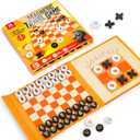Coogam Magnetic Travel Chess Board Game, 3 in 1 Tic-Tac-Toe Checkers Set, Indoor Outdoor Activity Travel Toy Gift for Family Friends Party Favor