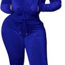 Womens 2 Piece Y2K Velour Tracksuit Set Two Piece Long Leg Sweatsuit for Women, Long Sleeve Velvet Jogging Sets with Zip Up Crop Hoodie & Drawstring Flared Pants Tall Fit Fall Lounge Sportswear Outfit L