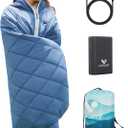 Heated Blanket Battery Operated,12V Heated Shawl Throw Blanket,Cordless heating pad with 15000 battery,Wearable Heated Blanket,Sherpa Lining,3 Heating Set for Car,Camping,Backpacking,Hiking,Travel (70"x 50", Blue)