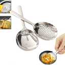 7.9" Stainless Steel Perforated and Regular Set, Slotted and Serving Spoon for Buffet Set, 18/8 Large Serving Spoon Utensils, Extra-Wide 3" Head, for Catering, Restaurants, Kitchen, Parties (2pack)