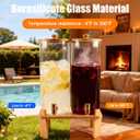 2 Gallon 2 Pack large Glass Drink dispenser for parties,Beverage Dispenser With Wood Stand,Water Dispensers with spigot,lemonade dispenser,juice containers & water pitcher with lid